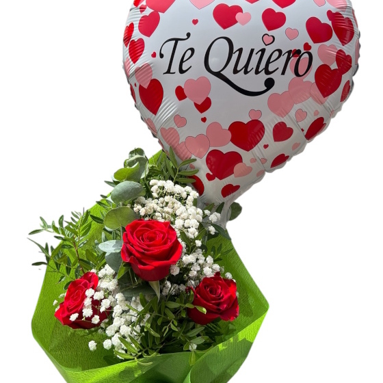 Tres Rosas con Globo