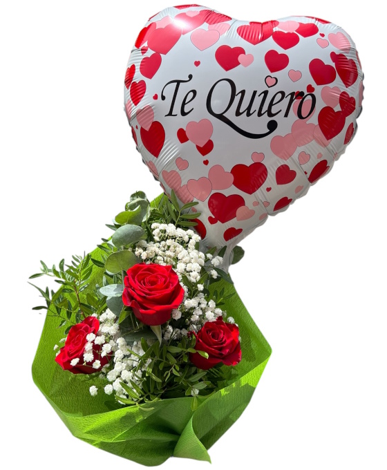 Tres Rosas con Globo