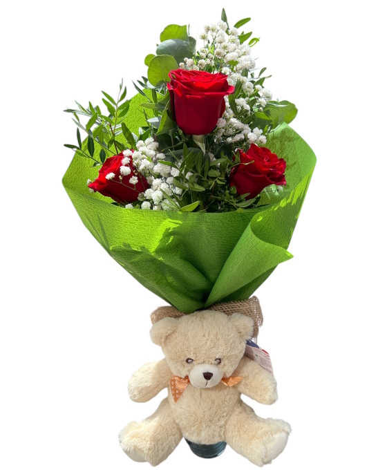 Tres Rosas con Osito